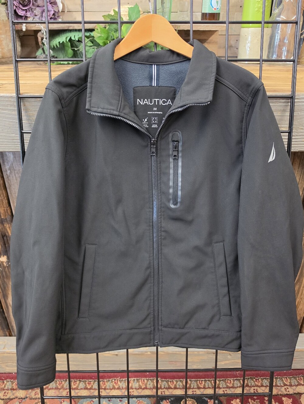 Nautica Men's Shell Coat Black , Water Resistant, Medium